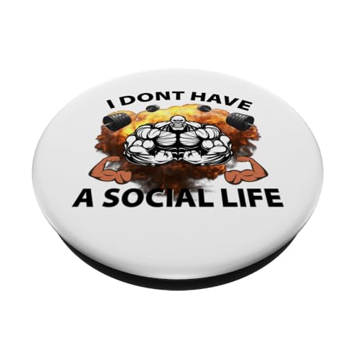 Divertido No Social Life Gimnasio Culturismo Bro Diseño Músculos PopSockets PopGrip Intercambiable