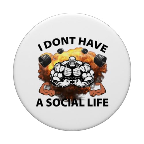 Divertido No Social Life Gimnasio Culturismo Bro Diseño Músculos PopSockets PopGrip Intercambiable