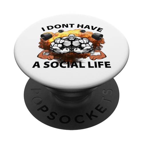 Divertido No Social Life Gimnasio Culturismo Bro Diseño Músculos PopSockets PopGrip Intercambiable