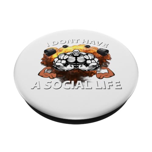 Divertido No Social Life Gimnasio Culturismo Bro Diseño Músculos PopSockets PopGrip Intercambiable