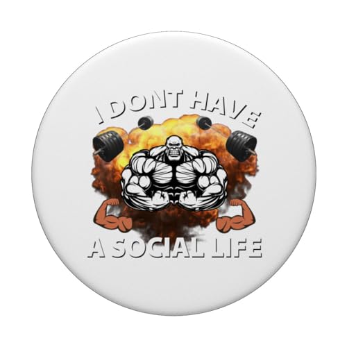 Divertido No Social Life Gimnasio Culturismo Bro Diseño Músculos PopSockets PopGrip Intercambiable