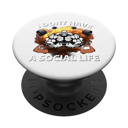 Divertido No Social Life Gimnasio Culturismo Bro Diseño Músculos PopSockets PopGrip Intercambiable