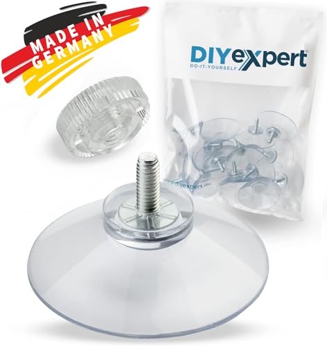 DIYexpert® 4 x Ventosas diámetro 30 mm con rosca M4 x 10 mm incluye tuercas moleteadas transparentes, fabricadas en Alemania