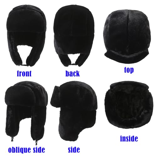 DKDDSSS Sombrero de Trampero Invierno Unisex, Invierno Cálido Gorro de Aviador con Orejeras Gorro Invierno Hombre Gorro Ruso Ushanka Sombrero Prueba de Viento para Actividades al Aire Libre Esquí