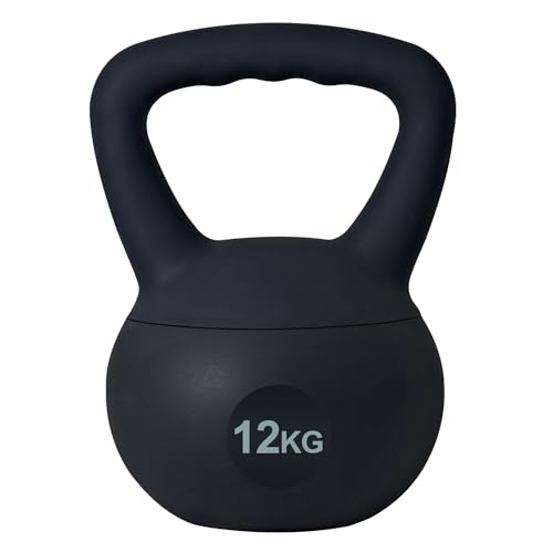 DlandHome Soft Kettlebell 12kg Peso Kettlebell Workout para Mujeres Hombres para Entrenamientos, Fitness de Culturismo en Casa o Gimnasio Negro