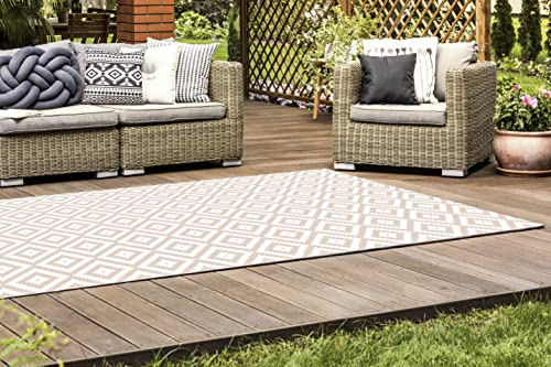 DobleUve Estudio Alfombra Vinílica Geométrica 08 | Beige | 47x80 cm | Lavable Antideslizante | Suelo para Cocina o Salón