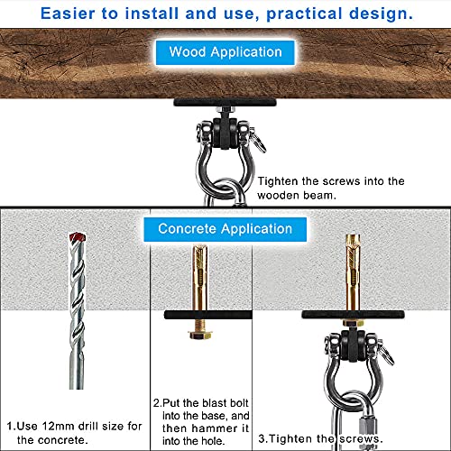 Dolibest Soporte de montaje en pared, anclaje de techo para kit de entrenamiento de suspensión en casa, correas de suspensión, anillos de gimnasia, columpio y hamaca de yoga, sistemas de entrenamiento