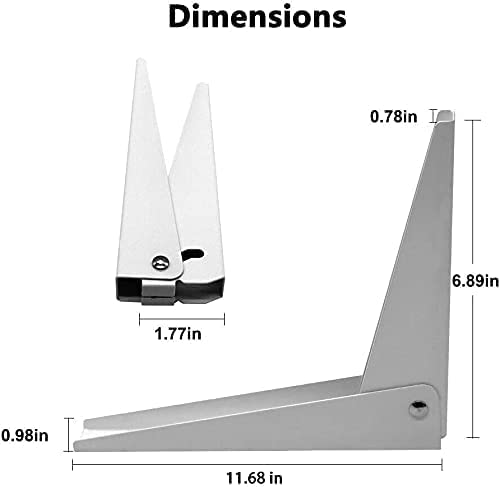 DOMI PRO Soporte Plegable de Pared 2 Piezas, Blanco 300 mm Escuadra Abatible Soportes para Estante Soporte de Metal Flotante Bisagra Plegable Escuadra Estanteria de Bricolaje