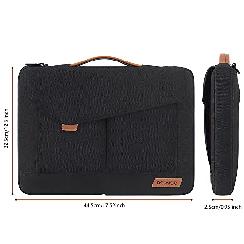 DOMISO 17-17.3 Pulgadas Bolsa de la manga del ordenador portátil de negocios Maletín Bolsa de Mensajero Compatible con 17,3" Dell Computer/HP Pavilion 17 / Dell/Lenovo/Acer/Asus, Negro