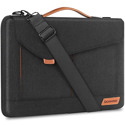 DOMISO 17-17.3 Pulgadas Bolsa de la manga del ordenador portátil de negocios Maletín Bolsa de Mensajero Compatible con 17,3" Dell Computer/HP Pavilion 17 / Dell/Lenovo/Acer/Asus, Negro