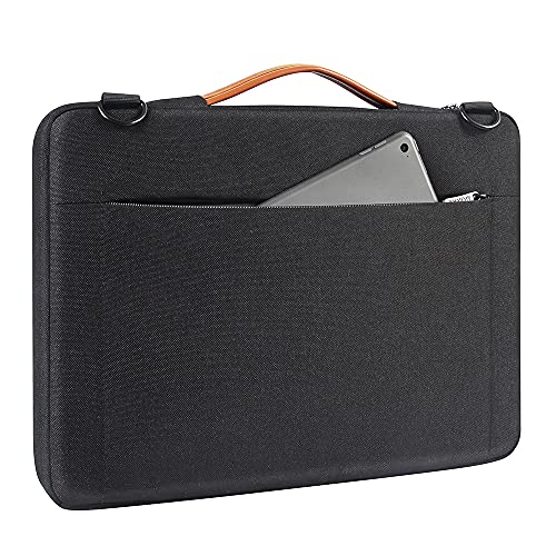 DOMISO 17-17.3 Pulgadas Bolsa de la manga del ordenador portátil de negocios Maletín Bolsa de Mensajero Compatible con 17,3" Dell Computer/HP Pavilion 17 / Dell/Lenovo/Acer/Asus, Negro