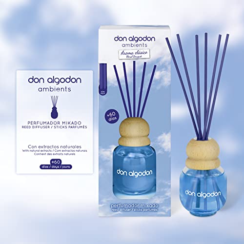 Don Algodon Ambients Ambientador Mikado Clásico. Difusor de varillas 0% Alcohol, +60 días duración. (Pack 2 uds. x 60 ml)