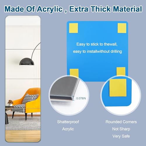 DONGDA Espejo Adhesivo de Pared, Acrílico Espejos de Pared de Cuerpo Completo, Espejo Grande y Largo para Paredes sin Marco, Flexibles Espejo Pegatina para Decoración del Hogar Baño(30x30cm, 4 Piezas)