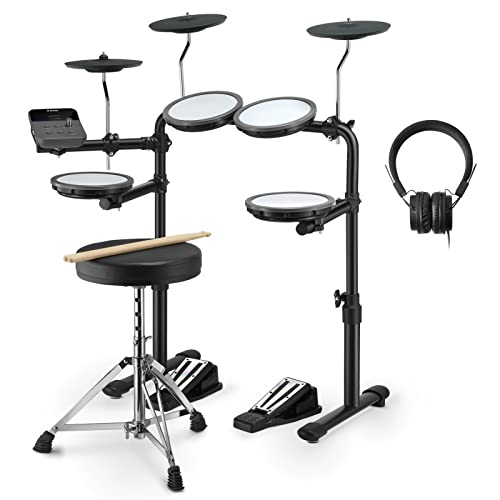 Donner DED-70 E Drum Kids Beginner con almohadilla de malla Kit de batería portátil Cargador portátil Drum Throne Sticks Auriculares Regalo de cumpleaños de Navidad para niños