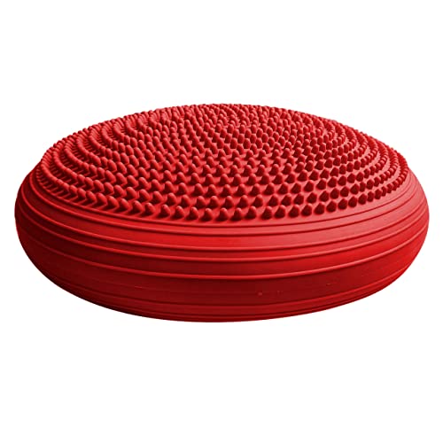 #DoYourFitness Cojín de Equilibrio con Inflador Incluido - Cojín Lumbar Silla de Oficina para Mejorar Postura - Ejercicio en Casa para Rehabilitación y Coordinación - 32 cm/Rojo