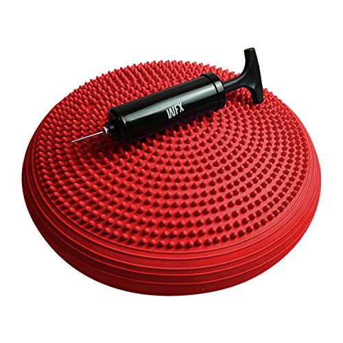 #DoYourFitness Cojín de Equilibrio con Inflador Incluido - Cojín Lumbar Silla de Oficina para Mejorar Postura - Ejercicio en Casa para Rehabilitación y Coordinación - 32 cm/Rojo