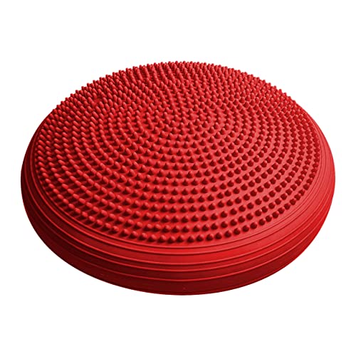 #DoYourFitness Cojín de Equilibrio con Inflador Incluido - Cojín Lumbar Silla de Oficina para Mejorar Postura - Ejercicio en Casa para Rehabilitación y Coordinación - 32 cm/Rojo