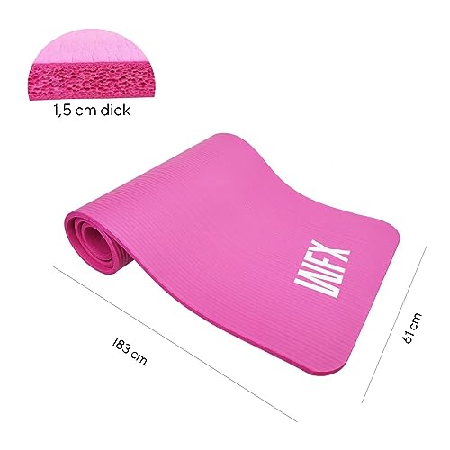 #DoYourFitness® Esterilla de fitness y yoga | Esterilla antideslizante suave y gruesa | 183 x 61 x 1,5 cm | ideal para gimnasia, pilates y yoga | Para principiantes y avanzados [rosa]