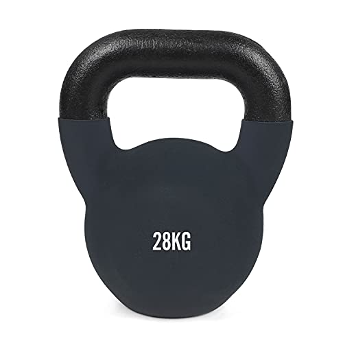 #DoYourFitness Kettlebell Pesas Rusa Hecha de Hierro Fundido Sólido con Revestimiento de Neopreno - Ideal para Ejercicios y Entrenamientos de Musculación en Casa - 28Kg Negro