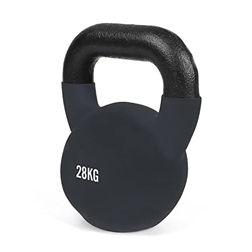 #DoYourFitness Kettlebell Pesas Rusa Hecha de Hierro Fundido Sólido con Revestimiento de Neopreno - Ideal para Ejercicios y Entrenamientos de Musculación en Casa - 28Kg Negro