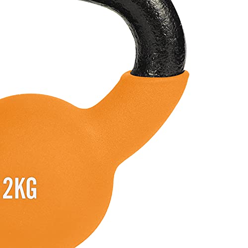 #DoYourFitness Kettlebell Pesas Rusa Hecha de Hierro Fundido Sólido con Revestimiento de Neopreno - Ideal para Ejercicios y Entrenamientos de Musculación en Casa - 28Kg Negro