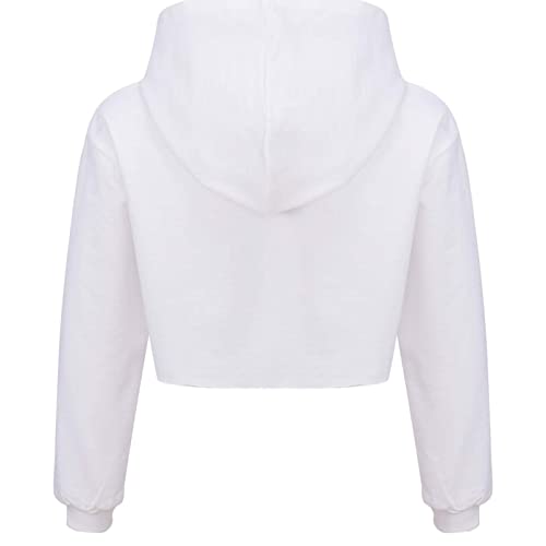 dPois Sudadera con Capucha Casual para Niña Sudadera con Estampado Mariposa Chándal Top Deportivo Camiseta Manga Larga Elegante Chica Blanco 9-10 años