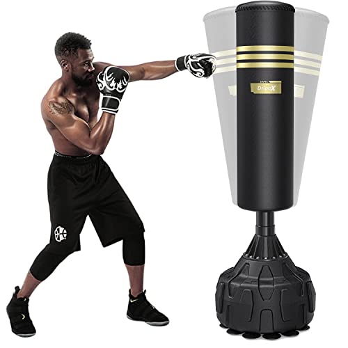 Dripex Saco de Boxeo de Pie para Adultos, Fitness Boxeo Saco de Arena, Base ABS con Fuertes Ventosas, Resortes Amortiguador, Rellenable de Arena 80kg /Agua 60kg (12 Ventosas)