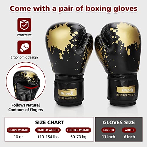 Dripex Saco de Boxeo de pie para Niños, Punching Ball con Base de 6 ventosas Altura Ajustable 135-155cm, Regalo Ideal para Navidad y Año Nuevo (Roja+Guantes)