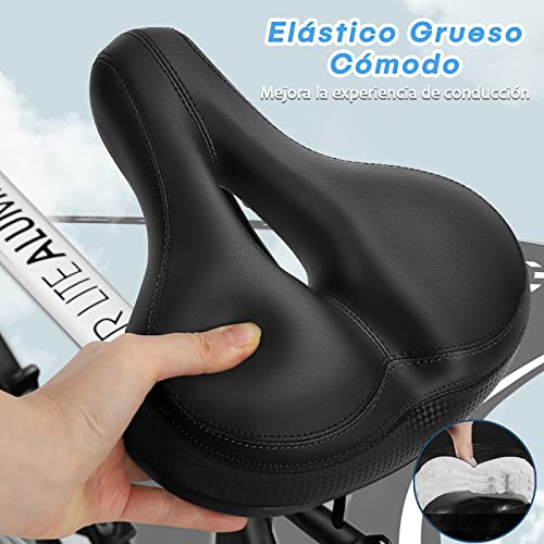 Dripex Sillín Bicicleta Cómodo Impermeable, Sillín de Bicicleta Gel (Negra)