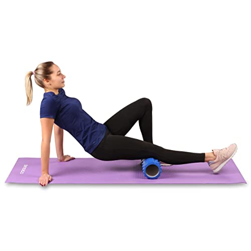 DRUNA Rodillo Rulo de Espuma Redondo para Masajes Musculares Pilates Yoga PVC Foam Roller Fitness INDIGO 33*14 cm. Azul