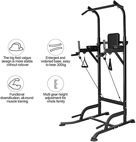 Dskeuzeew Barra de Dominadas para Gimnasio en casa, Gimnasio de Entrenamiento Multifuncional Fitness, Power Tower de Pull-up, 150 kg de peso del usuario