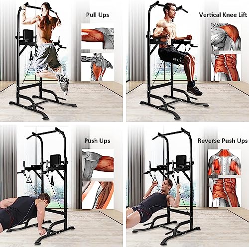 Dskeuzeew Barra de Dominadas para Gimnasio en casa, Gimnasio de Entrenamiento Multifuncional Fitness, Power Tower de Pull-up, 150 kg de peso del usuario