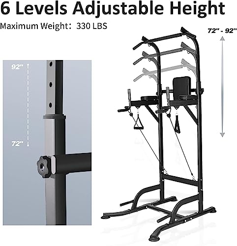 Dskeuzeew Barra de Dominadas para Gimnasio en casa, Gimnasio de Entrenamiento Multifuncional Fitness, Power Tower de Pull-up, 150 kg de peso del usuario