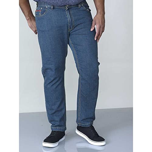 Duke London - Vaqueros de cintura elástica en talla grande modelo Bailey para hombre (152cm - Regular) (Azul)