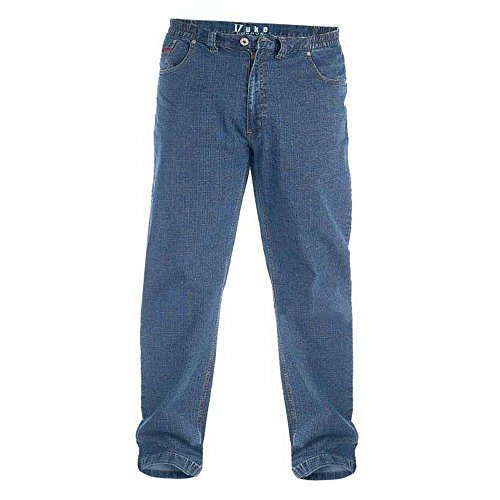 Duke London - Vaqueros de cintura elástica en talla grande modelo Bailey para hombre (152cm - Regular) (Azul)