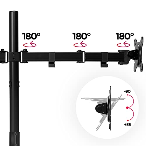 Duronic DMT154 BK Brazo para Monitor | para 4 Pantallas de 13 a 27" y 8 kg de Capacidad | Cabezal VESA 75 y 100 Giratorio e inclinable +90 °- 35 °| 100cm de Altura Ajustable | Brazo Extensible