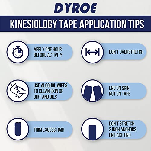 Dyroe Cinta de Kinesiología Tape,Set 2 Rollos 5 m x 5 cm Azul y Negro,Cinta deportiva elástica terapéutica para hombros, rodilla, codo, alivio del dolor, sin látex, resistente al agua, transpirable