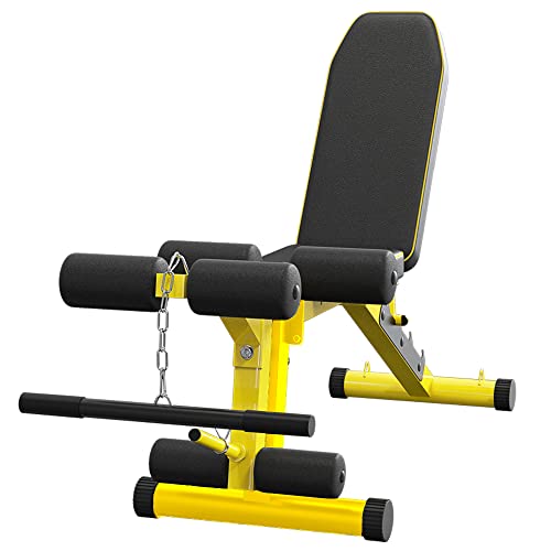 EASY BIG Banco de Pesas Utilitario con Extensión de Pierna - Banco Ajustable de Múltiples Posiciones para Entrenamiento de Fuerza, Ejercicio con Mancuernas y Entrenamientos Abdominales