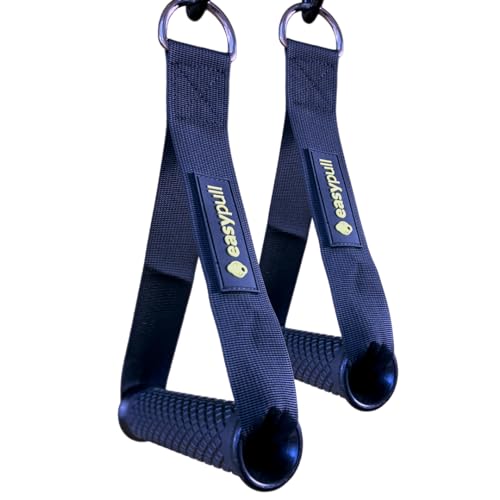 Easypull Grip Agarres para Poleas de Gym. Anchura Ajustable a Tú Biomecánica Corporal. Accesorios de Gym. Incluye Grip + 2 Manerales para Triceps, Biceps, Espalda, Pecho