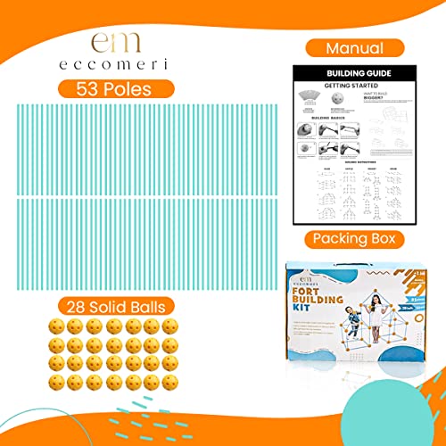 Eccomeri Kit de Construcción de Fuertes para Niños de 3 a 12 años - Fortkid - Construye tu Tienda de Campaña Infantil - Cabañas (90 Piezas)