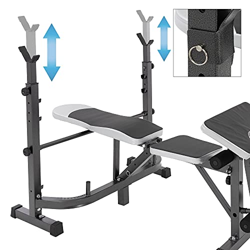 ECD Germany Banco de Pesas Musculación Inclinable para Entrenamiento Completo Banca Ajustable Máquina de Gimnasio Fitness con Estante Decline Curling de Piernas Abdominales Multiestación 3 Modelos