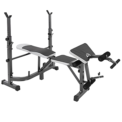 ECD Germany Banco de Pesas Musculación Inclinable para Entrenamiento Completo Banca Ajustable Máquina de Gimnasio Fitness con Estante Decline Curling de Piernas Abdominales Multiestación 3 Modelos