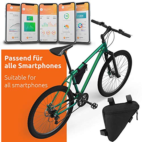 ECENCE Bolsa Impermeable Cuadro de Bicicleta Guardar DNI Kit de reparación fácil de Montar en el Cuadro con Velcro Bolsa Cuadro de Negra Bolsa Triangular de Nylon Resistente al desgarro