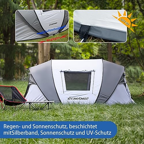 EchoSmile Tienda de Campaña Instantánea Automática, 5-8 Personas, Pop up, Tienda Familiar Impermeable con 2 Ventanas Malla de Ventilación para Camping, Senderismo, Actividades al Aire Libre