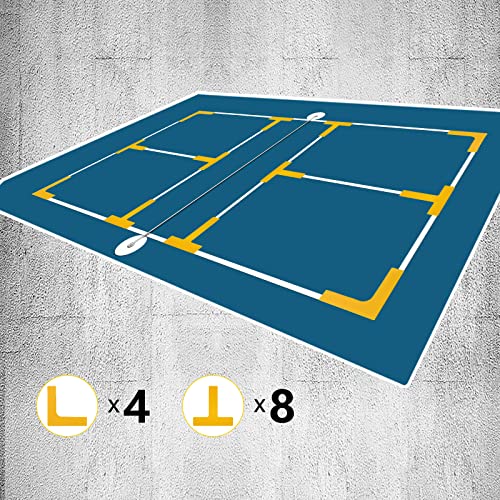 Eco Walker Court Lines Marker Kit Throw Down Marker Crea tu propio mini pista de tenis de pickleball (amarillo)