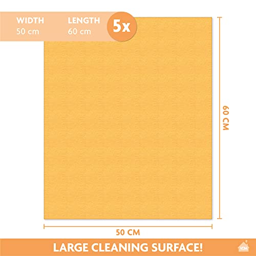 Eden Excelentes PAÑOS DE Microfibra para Limpieza DE Suelos - Paños Naranja para el Suelo 5 Unidades - 50x60cm - Multiusos y Muy absorbentes - para la Limpieza de Suelos (CHAE0002N)