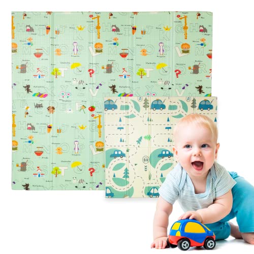 Edibaby, Alfombra Bebe, 1.5cm Grosor, Diseño Infantil, 200 x 180 cm, Acolchada de XPE, Reversible y Plegable, Colchoneta para Niños, para Juegos en el Suelo, Tapete Actividades (Alphabet Edition)