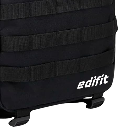 EDIFIT, Mochila Crossfit, 45L, Militar, Tactica, para Gimnasio, Senderismo, Acampada o Supervivencia, Unisex, Resistente, con Multiples Bolsillos (Full Black)