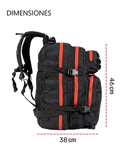 EDIFIT, Mochila Crossfit, 45L, Militar, Tactica, para Gimnasio, Senderismo, Acampada o Supervivencia, Unisex, Resistente, con Multiples Bolsillos (Negro)