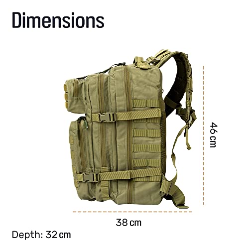 EDIFIT, Mochila Crossfit, 45L, Militar, Tactica, para Gimnasio, Senderismo, Acampada o Supervivencia, Unisex, Resistente, con Multiples Bolsillos (Verde)